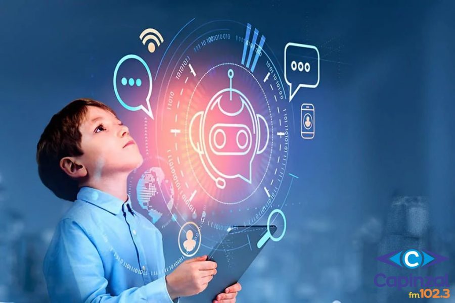 Inteligência Artificial na Educação - Estudante utilizando tecnologia avançada para estudos