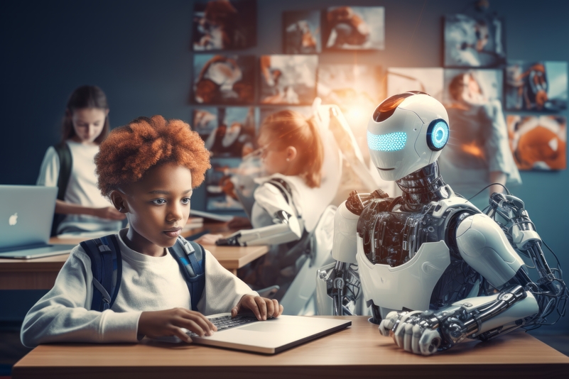 Estudante utilizando IA para estudos